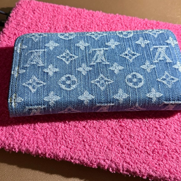 Denim Cherry Zip Around Wallet - Picture 2 of 6